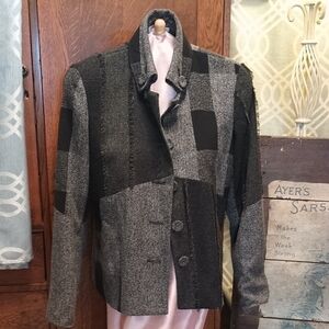 Chic structured Black and Gray Patchwork Jacket 12